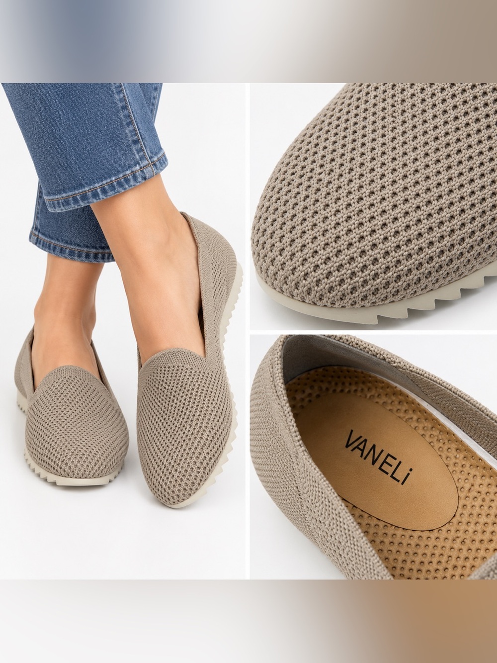 VANELi Taupe Knit Slip-On Loafers Flats Size 9.5M